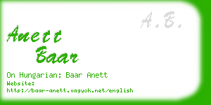 anett baar business card
